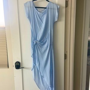 Blue and white striped tunic with a side tie